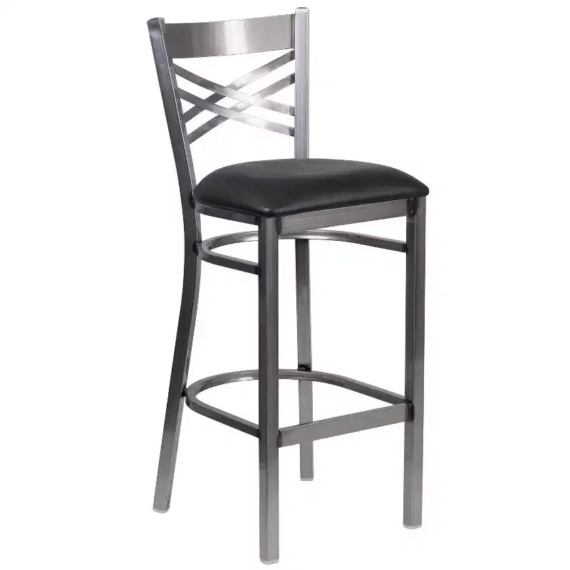 Flash Furniture Clear Coated ''X'' Back Metal Restaurant Barstool