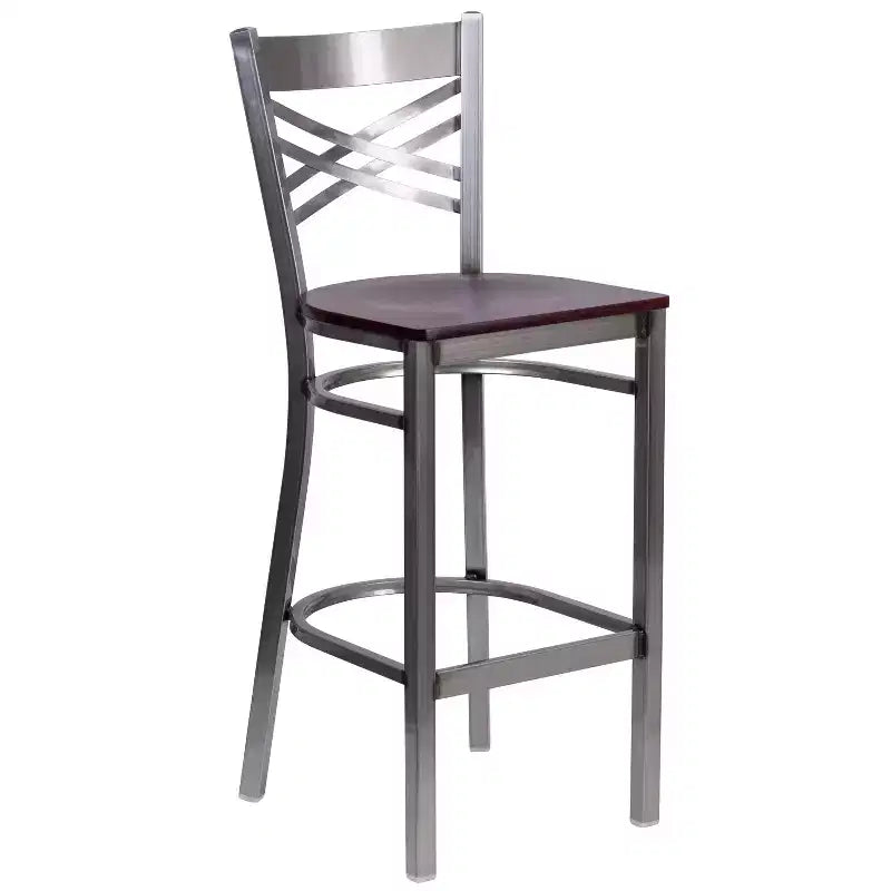 Flash Furniture Clear Coated ''X'' Back Metal Restaurant Barstool