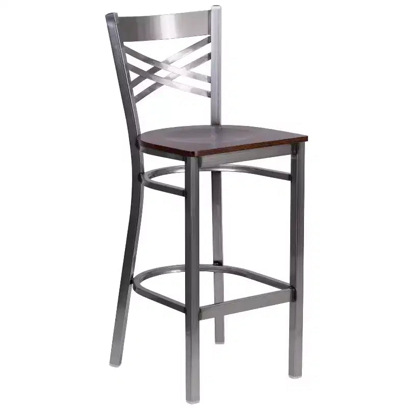 Flash Furniture Clear Coated ''X'' Back Metal Restaurant Barstool