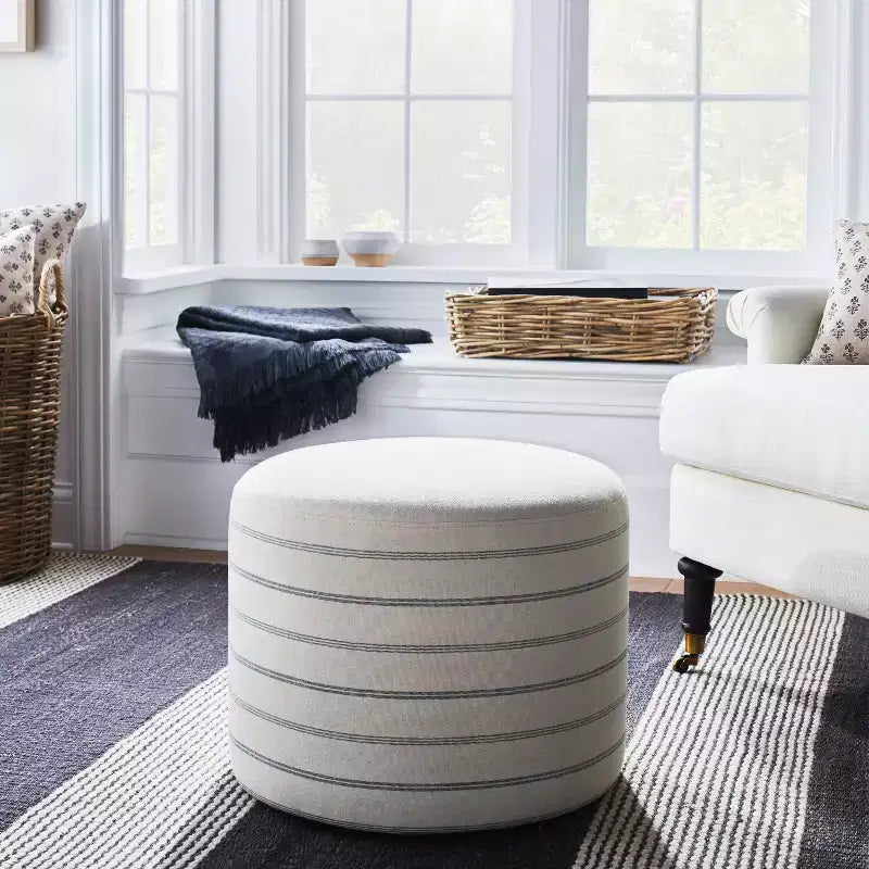 Lynwood Upholstered Round Cube Ottoman - Threshold designed with Studio McGee