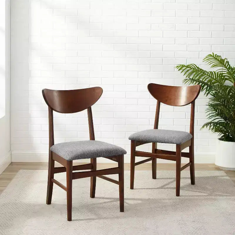 Set of 2 Landon Wood Dining Chairs with Upholstered Seat - Crosley