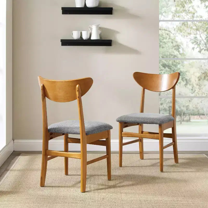 Set of 2 Landon Wood Dining Chairs with Upholstered Seat - Crosley