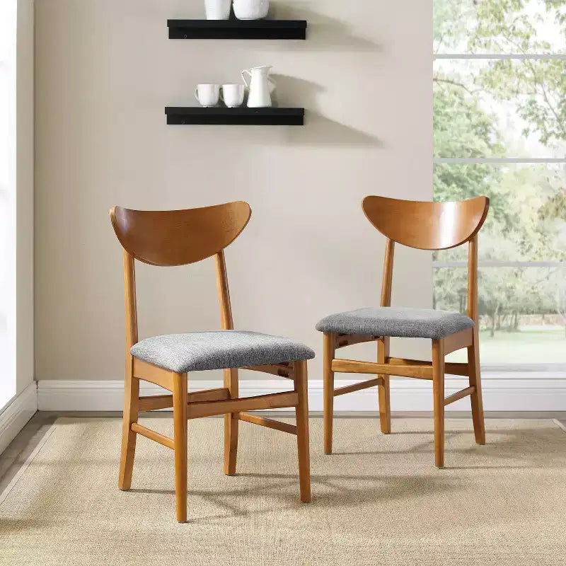 Set of 2 Landon Wood Dining Chairs with Upholstered Seat - Crosley