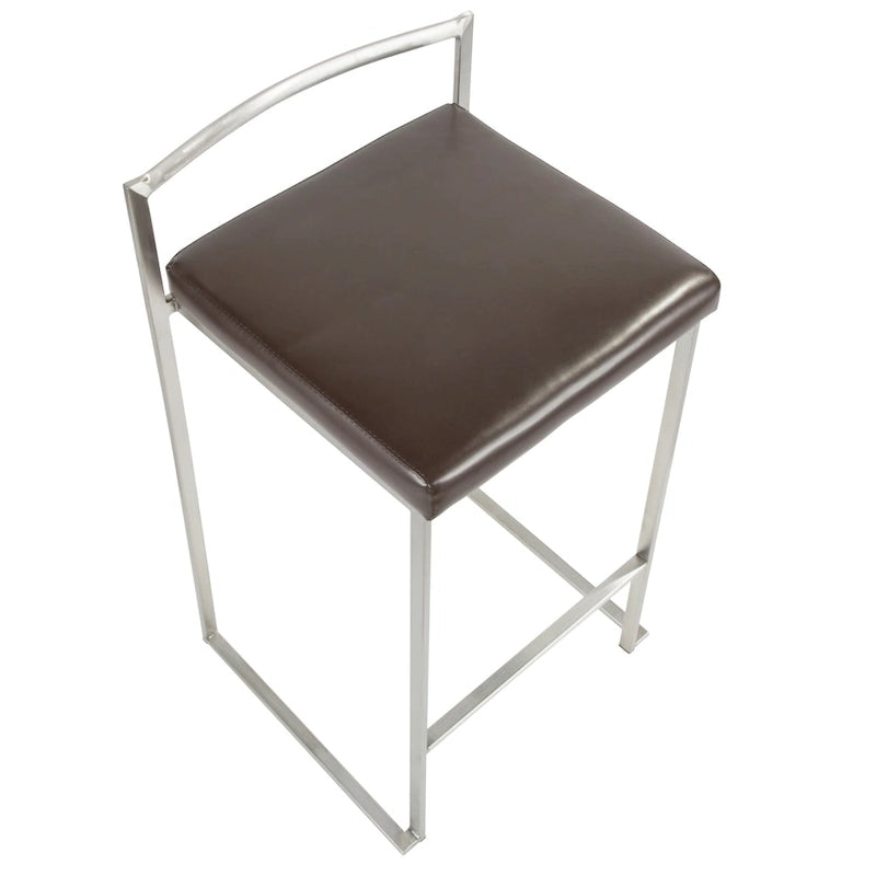 Silver Orchid Forrest Stainless Steel Stackable Fully Welded Counter Stool (Set of 2)