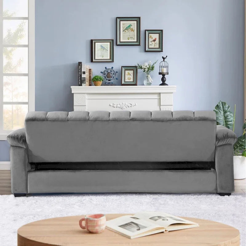 82.7 Velvet Storage Convertible Sofa Sleeper Couch with 2 Pillows
