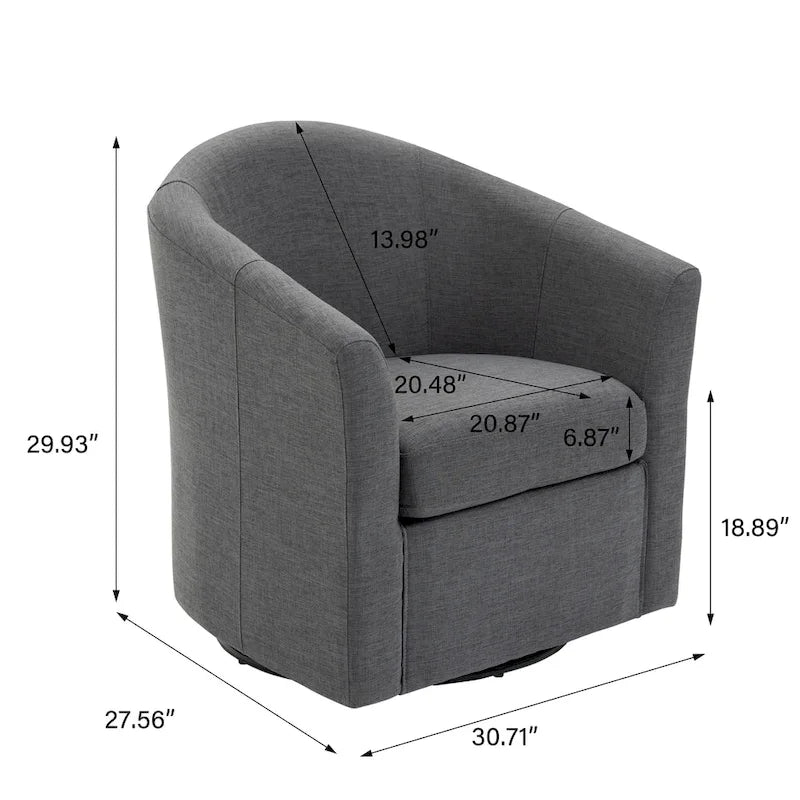 Set of 2 Modern Upholstered Swivel Barrel Chair Living Room Accent Chair