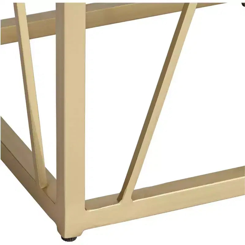 Coast to Coast Accents Modern Gold Powder-Coated Square Accent Table 15 1/2 White Gray Marble Tabletop Open Cage for Living Room