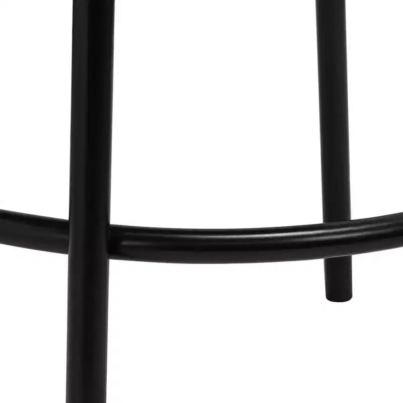 Elm Lane Larsen Black Swivel Bar Stool 26 High Mid Century Modern Faux Leather Cushion with Walnut Backrest Footrest for Kitchen Counter Height Home