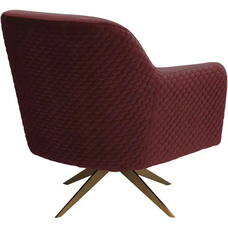 Studio 55D Ames Quilted Wine Velvet Swivel Chair