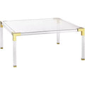 55 Downing Street Hanna Modern Cast Acrylic Square Coffee Table 40 Wide Clear Gold Tempered Glass Tabletop for Living Room Bedroom Bedside Entryway