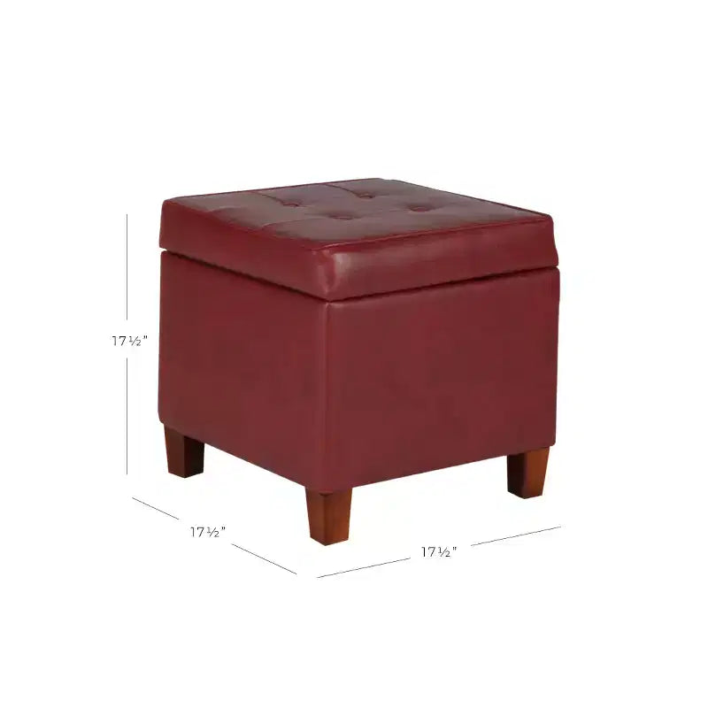 Square Tufted Faux Leather Storage Ottoman - HomePop