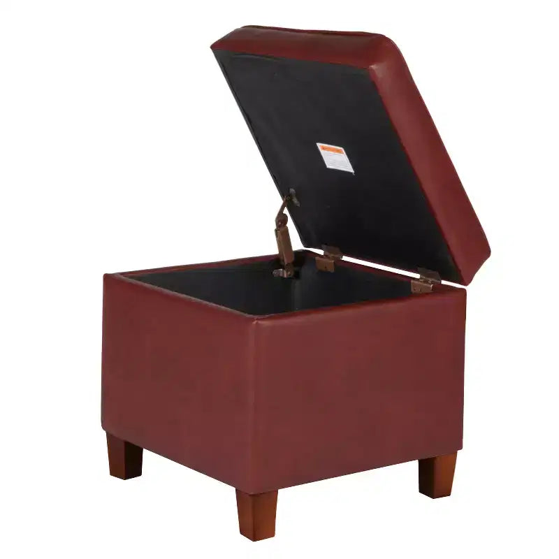 Square Tufted Faux Leather Storage Ottoman - HomePop
