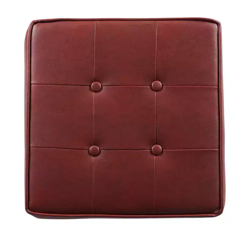 Square Tufted Faux Leather Storage Ottoman - HomePop