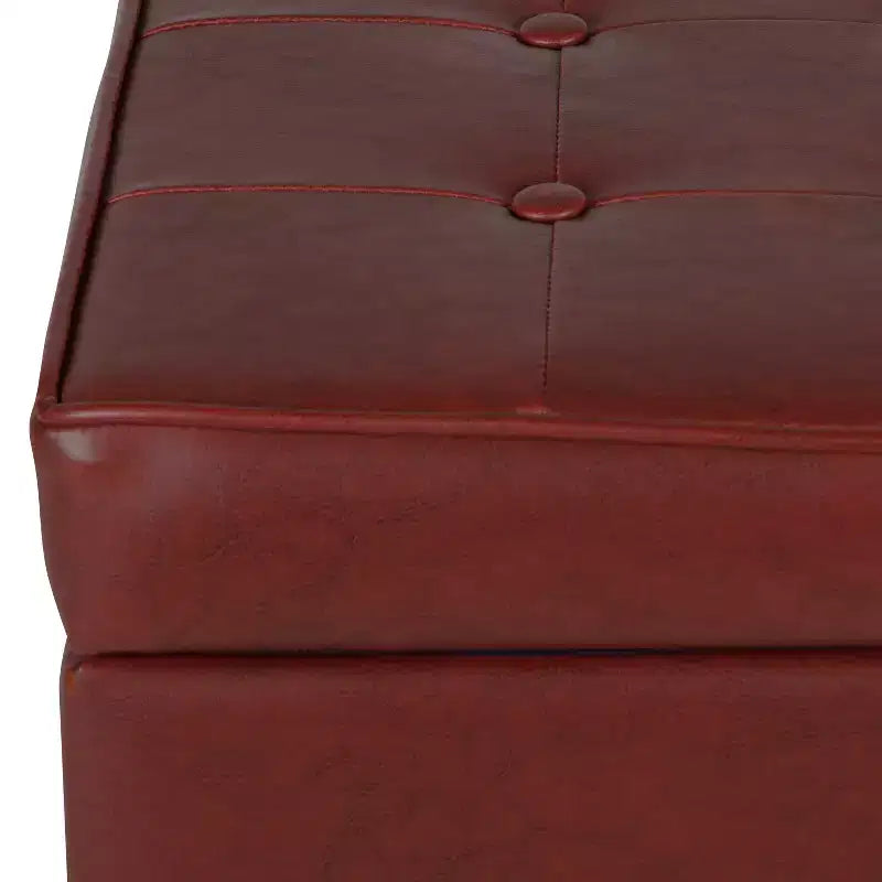 Square Tufted Faux Leather Storage Ottoman - HomePop