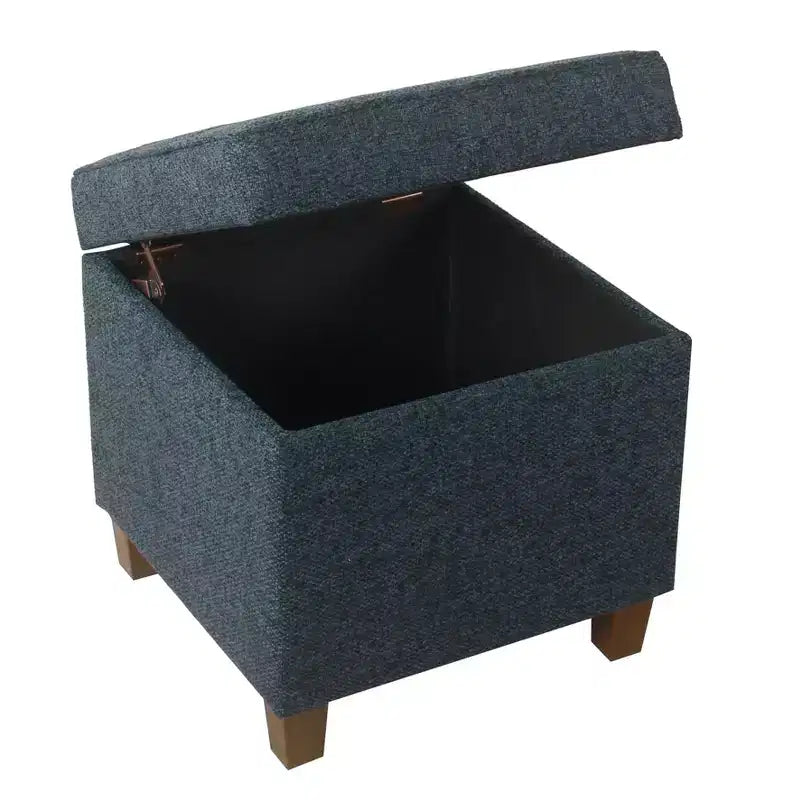 Square Tufted Faux Leather Storage Ottoman - HomePop
