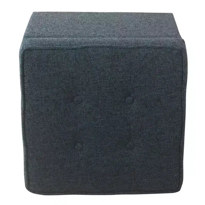 Square Tufted Faux Leather Storage Ottoman - HomePop