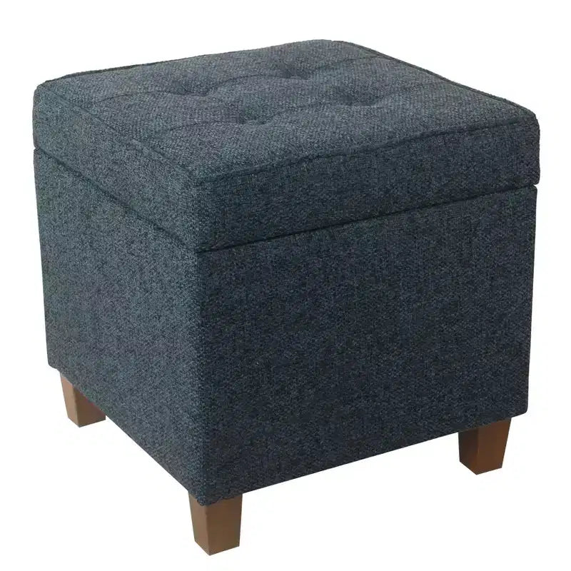 Square Tufted Faux Leather Storage Ottoman - HomePop