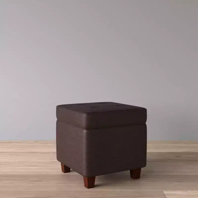Square Tufted Faux Leather Storage Ottoman - HomePop