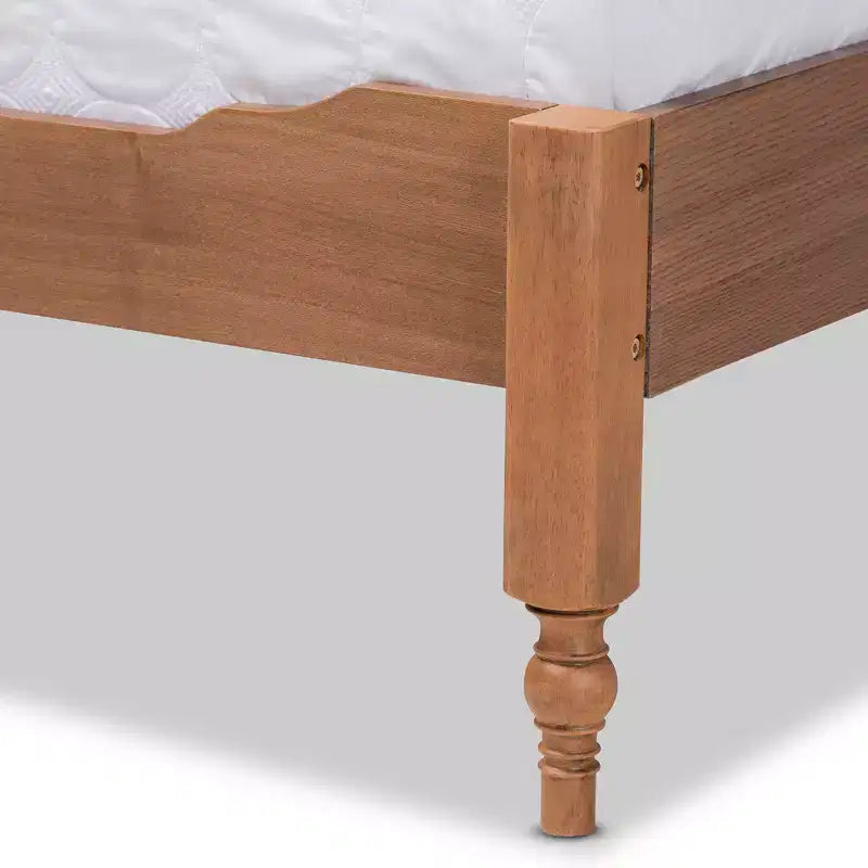 Danielle Wood Platform Storage Bed with Built-In Shelves Ash Walnut - Baxton Studio
