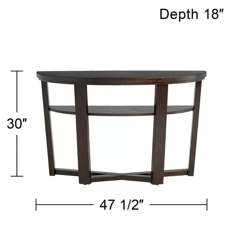 Elm Lane Conrad Modern Rich Wood Console Table 47 1/2 x 18 with Shelf Dark Brown Crisscross Leg for Living Room Bedroom Bedside Entryway Home Office