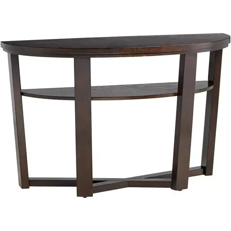 Elm Lane Conrad Modern Rich Wood Console Table 47 1/2 x 18 with Shelf Dark Brown Crisscross Leg for Living Room Bedroom Bedside Entryway Home Office