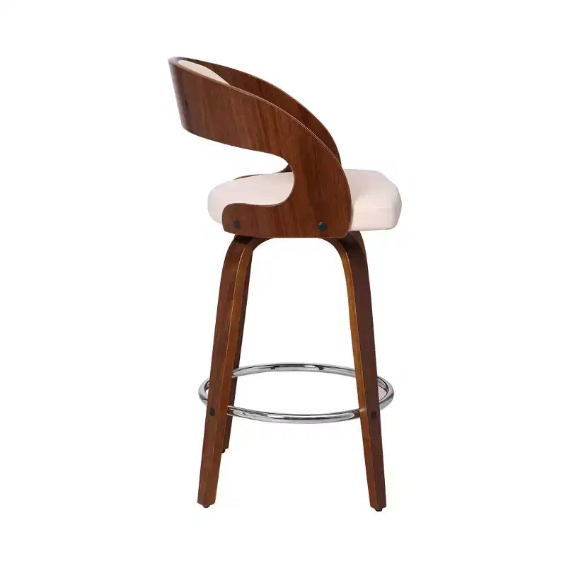 Shelly Contemporary Swivel Barstool Walnut/Cream - Armen Living
