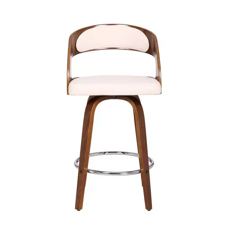 Shelly Contemporary Swivel Barstool Walnut/Cream - Armen Living