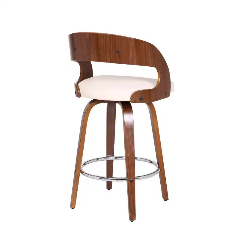 Shelly Contemporary Swivel Barstool Walnut/Cream - Armen Living