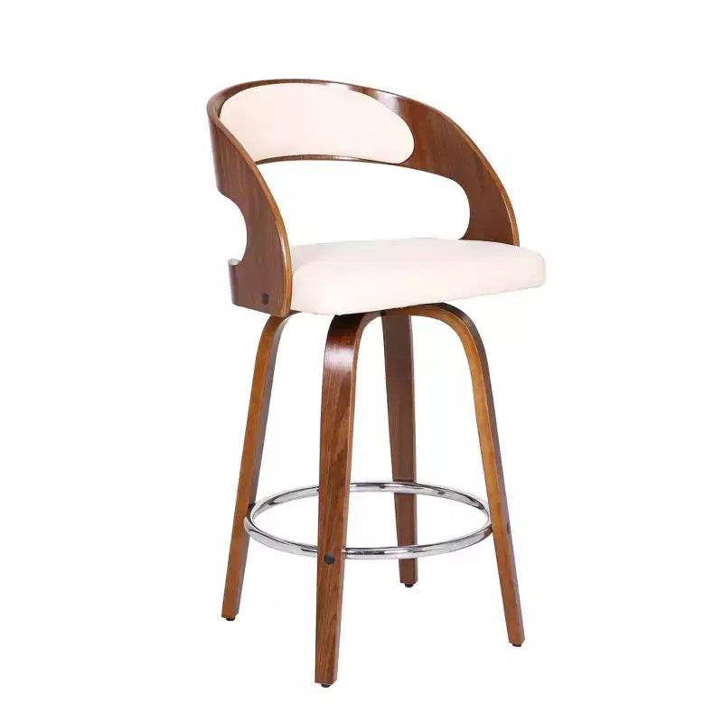 Shelly Contemporary Swivel Barstool Walnut/Cream - Armen Living