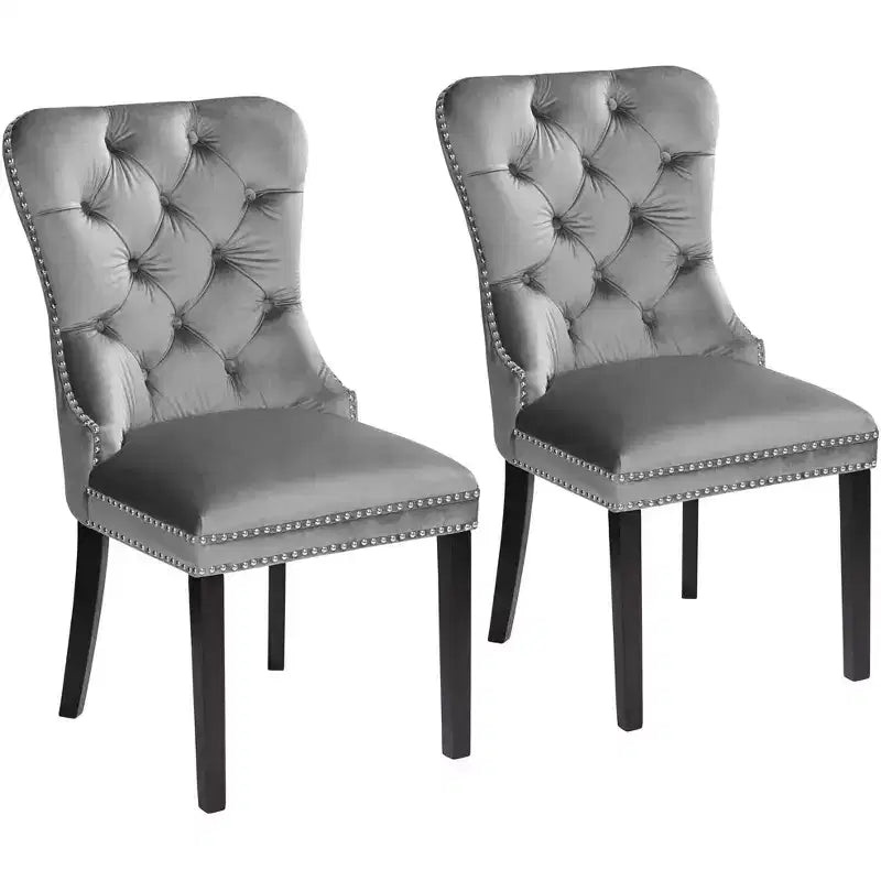 55 Downing Street 55 Downing Annabelle 20 Tufted Gray Velvet Dining Chairs Set of 2