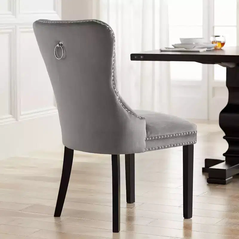 55 Downing Street 55 Downing Annabelle 20 Tufted Gray Velvet Dining Chairs Set of 2