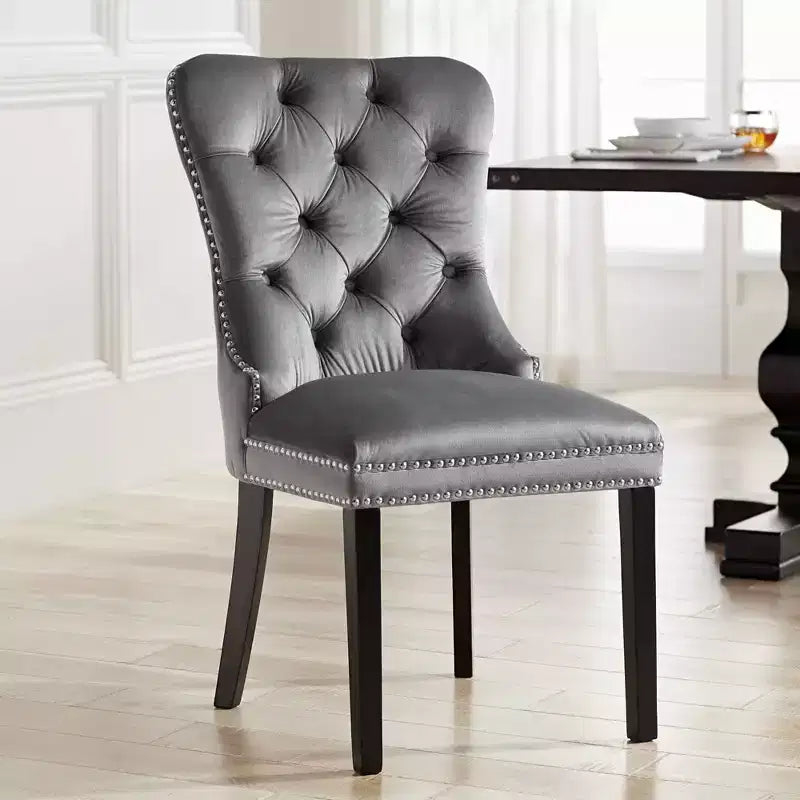 55 Downing Street 55 Downing Annabelle 20 Tufted Gray Velvet Dining Chairs Set of 2