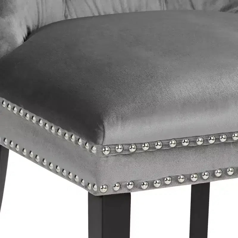 55 Downing Street 55 Downing Annabelle 20 Tufted Gray Velvet Dining Chairs Set of 2