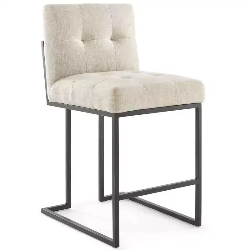 Set of 2 Privy Stainless Steel Upholstered Fabric Counter Height Barstools - Modway
