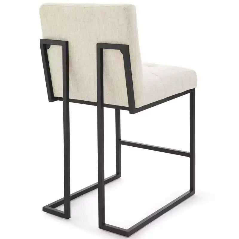 Set of 2 Privy Stainless Steel Upholstered Fabric Counter Height Barstools - Modway