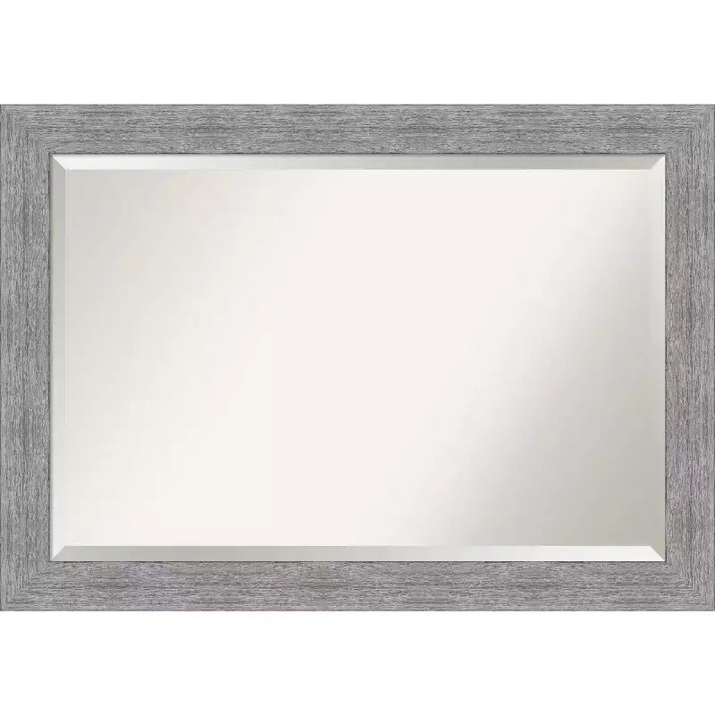 Bark Rustic Framed Bathroom Vanity Wall Mirror Gray - Amanti Art