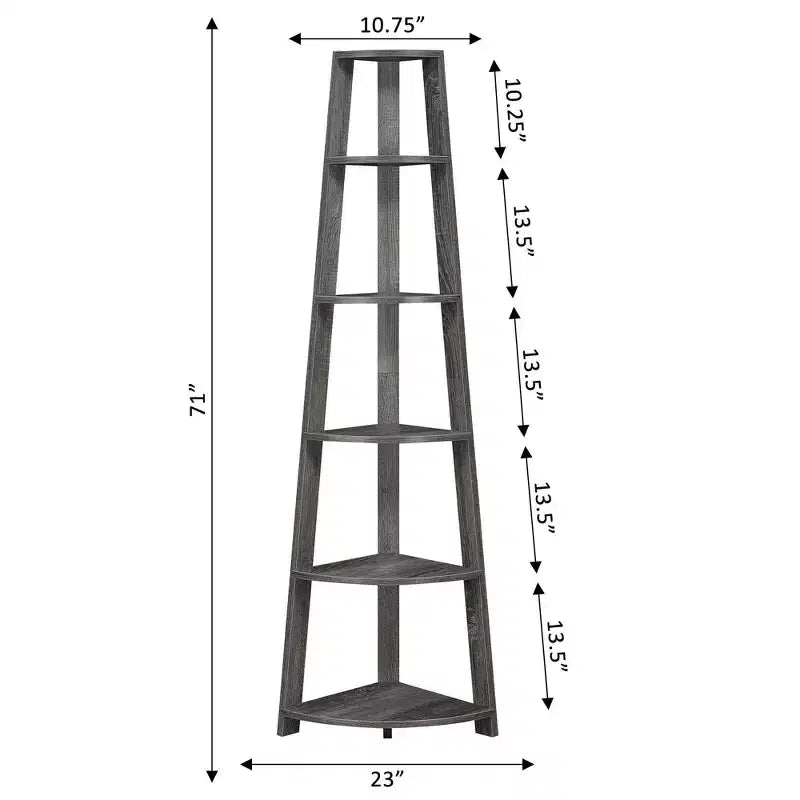 71 Newport 5 Tier Corner Bookshelf - Breighton Home