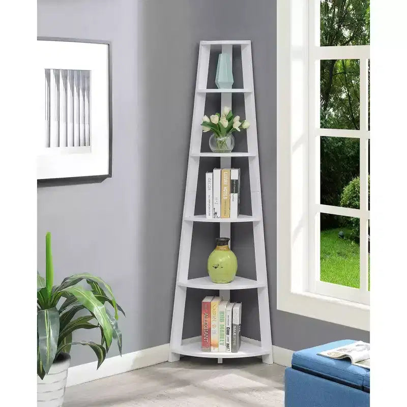 71 Newport 5 Tier Corner Bookshelf - Breighton Home