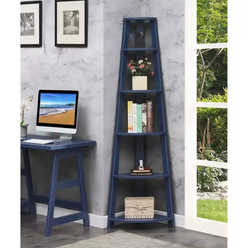 71 Newport 5 Tier Corner Bookshelf - Breighton Home