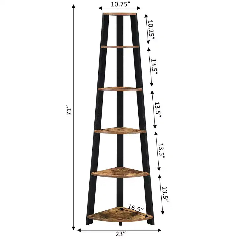 71 Newport 5 Tier Corner Bookshelf - Breighton Home