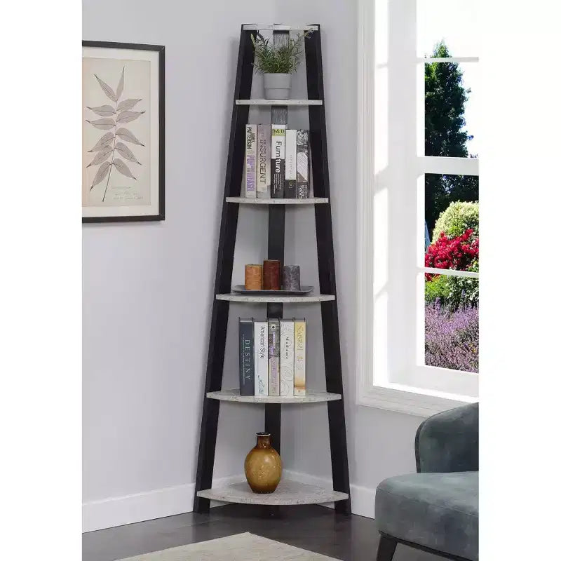 71 Newport 5 Tier Corner Bookshelf - Breighton Home