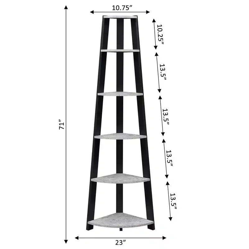 71 Newport 5 Tier Corner Bookshelf - Breighton Home