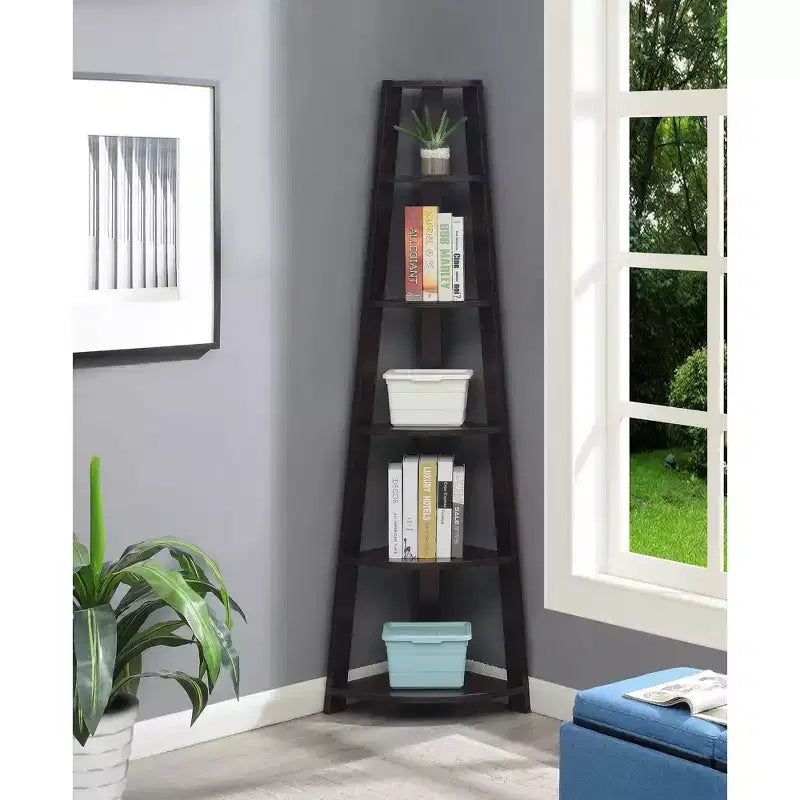 71 Newport 5 Tier Corner Bookshelf - Breighton Home