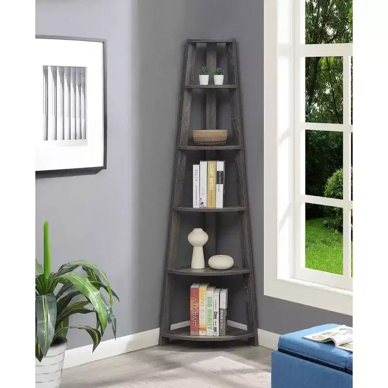 71 Newport 5 Tier Corner Bookshelf - Breighton Home