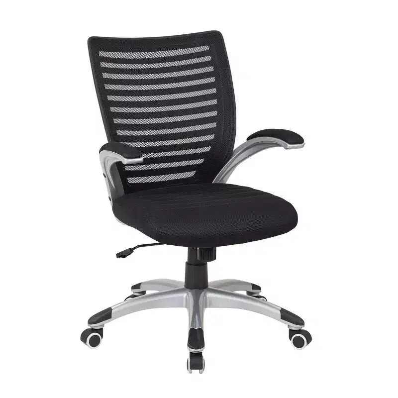 Mesh Seat and Screen Back Managers Chair with Padded Silver Arms Base - OSP Home Furnishings