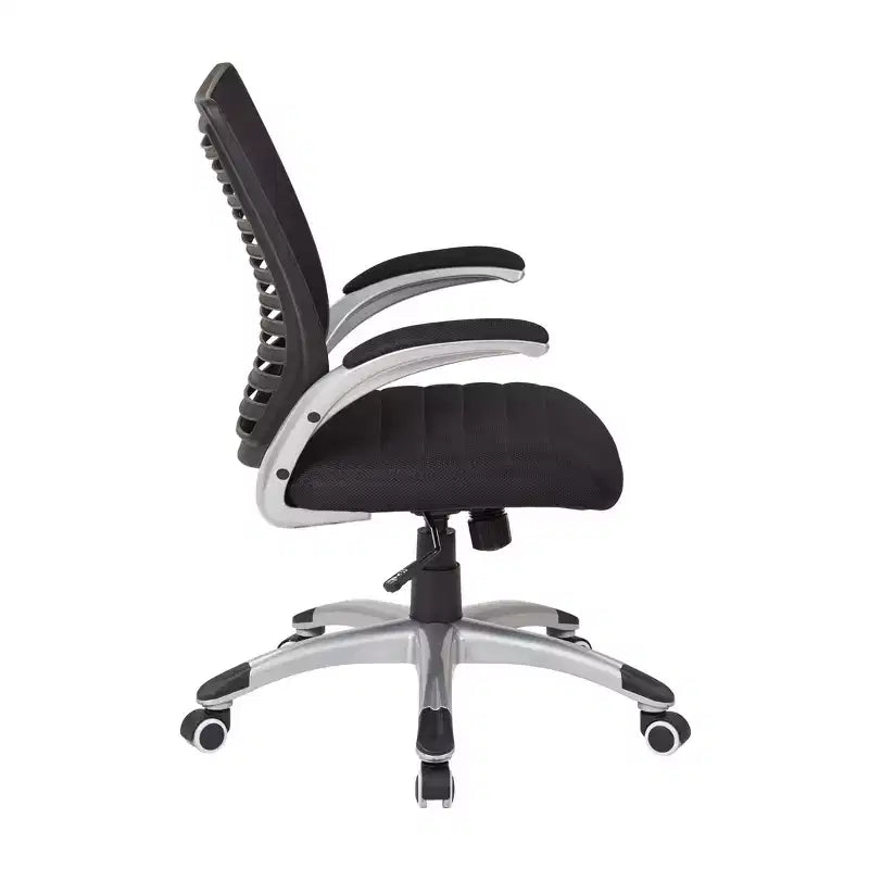 Mesh Seat and Screen Back Managers Chair with Padded Silver Arms Base - OSP Home Furnishings