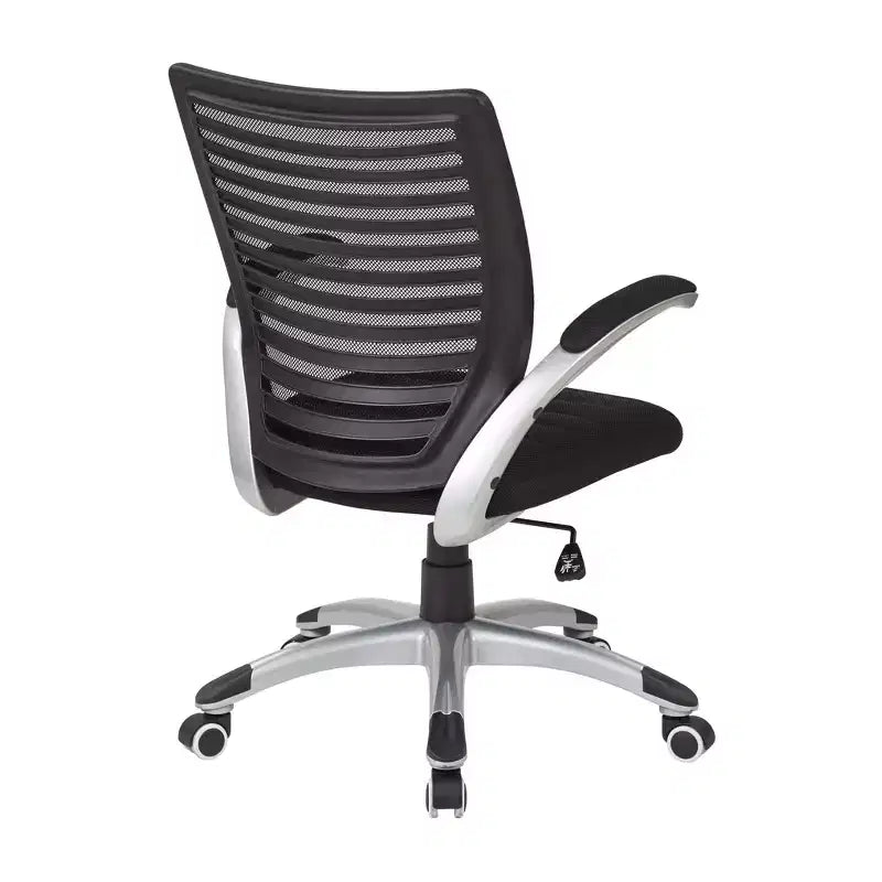 Mesh Seat and Screen Back Managers Chair with Padded Silver Arms Base - OSP Home Furnishings
