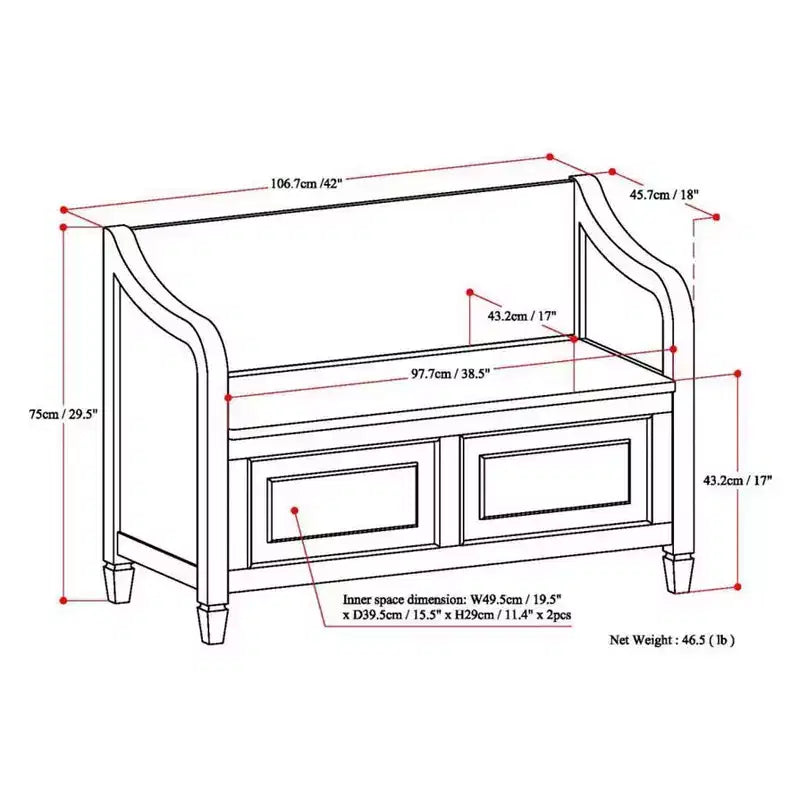Hampshire Entryway Storage Bench - WyndenHall