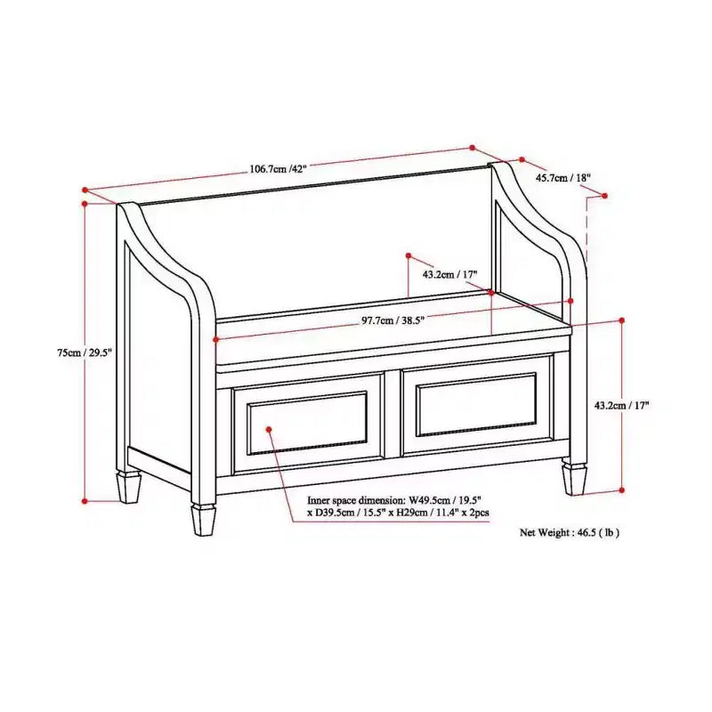 Hampshire Entryway Storage Bench - WyndenHall