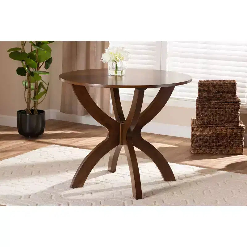 35 Tilde Wide Round Wood Dining Table - Baxton Studio